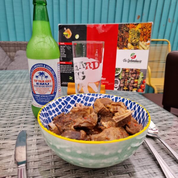 Goat Meat Peppersoup and Palmwine